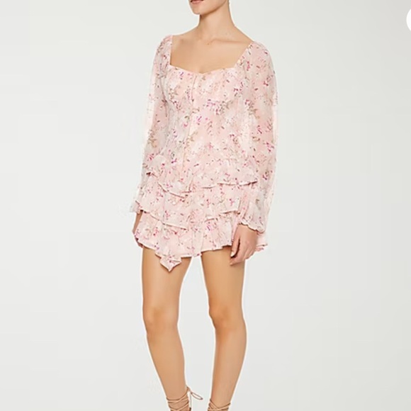 Forever 21 NWT Drop Waist Womens Long Sleeve Floral Fit + Flare Dress Juniors S - Picture 2 of 7